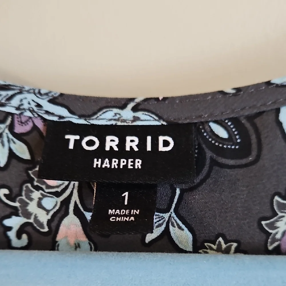 Torrid Black, Aqua and Purple Blouse - Picture 2 of 6